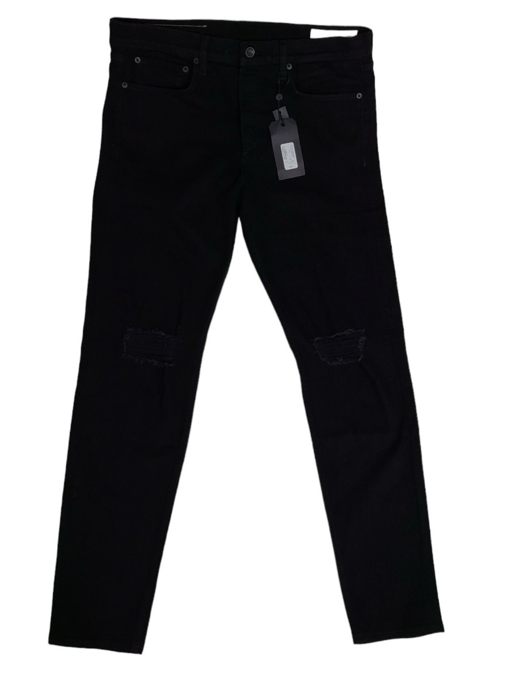 rag & bone Mens 34x34 Jeans Fit 1 Extra Slim Black with Holes Distressed